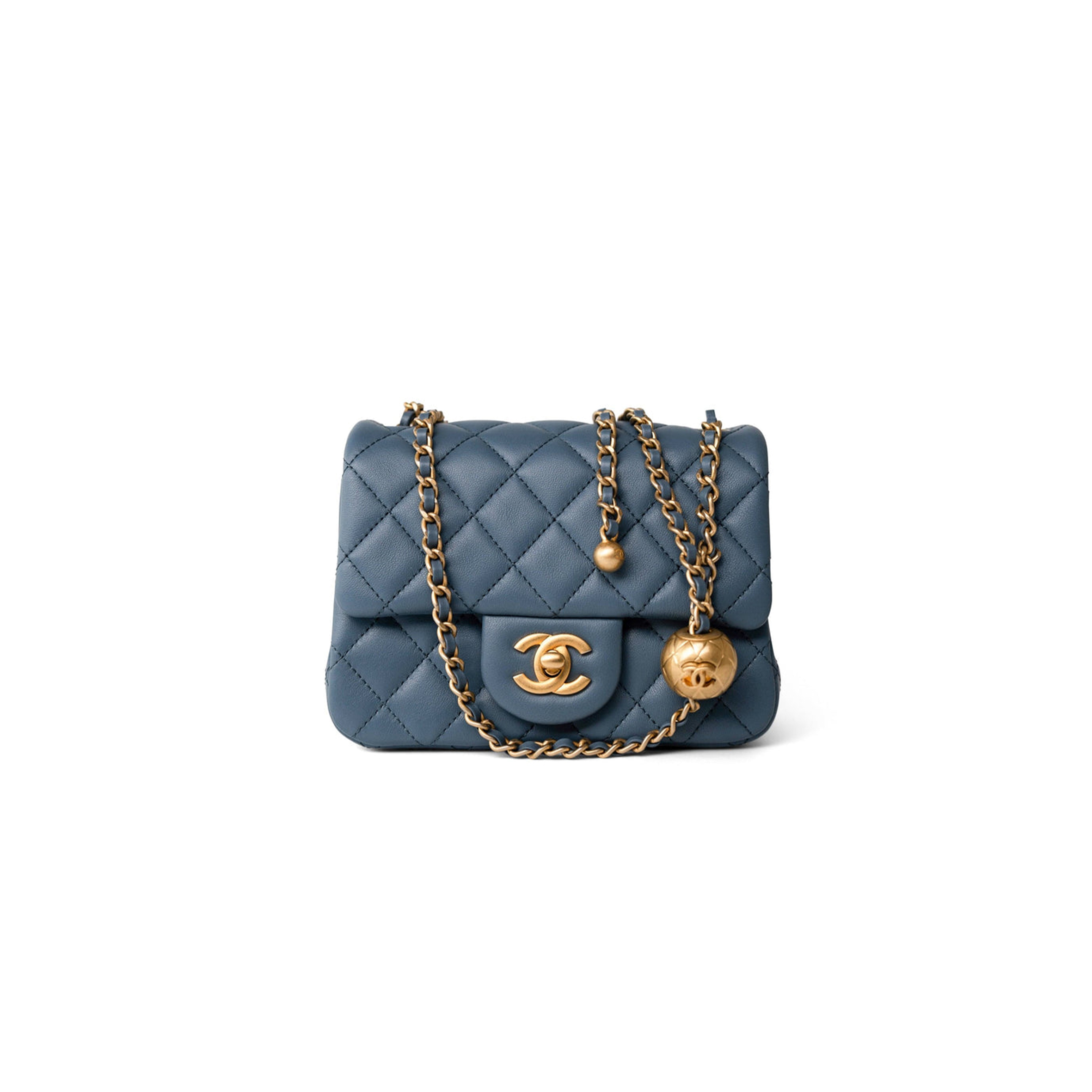 CHANEL MASTER GOLD BALL FLAP BAG CF FATTY FANG DENIM BLUE AS1786 (18*13*7cm)